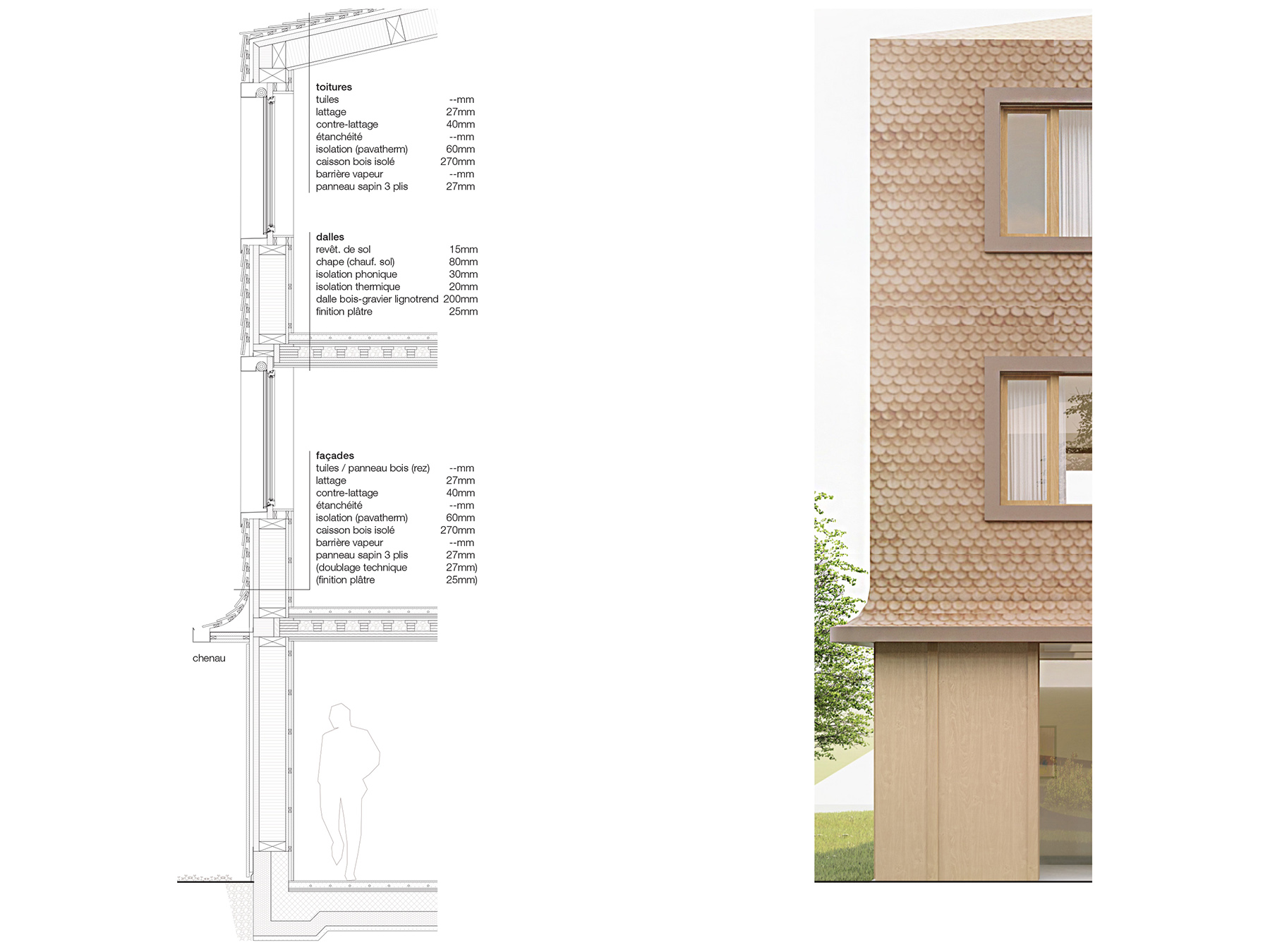 Foyer pour jeunes à Delémont - Institut St-Germain - construction en bois Suisse - architecte Lausanne